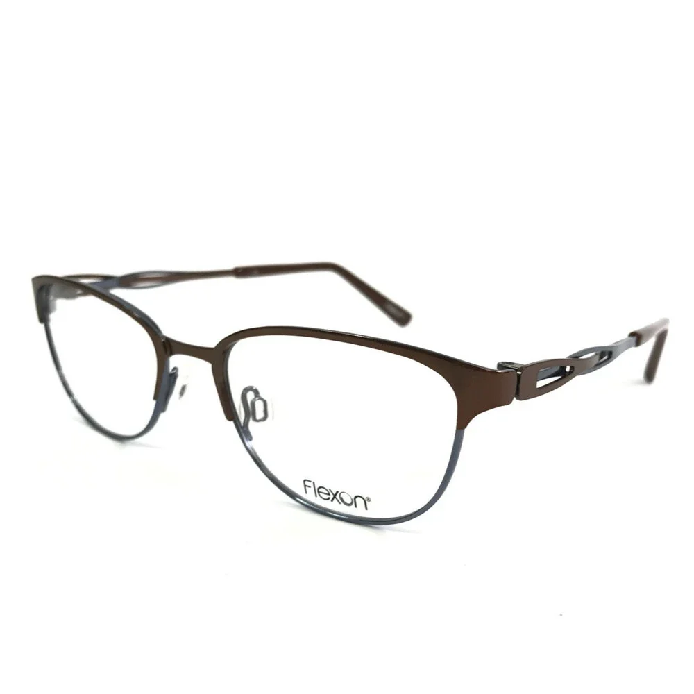 Flexon Eyeglasses Frames CLAUDETTE 210 Brown Teal Blue Cat Eye 52-18-135